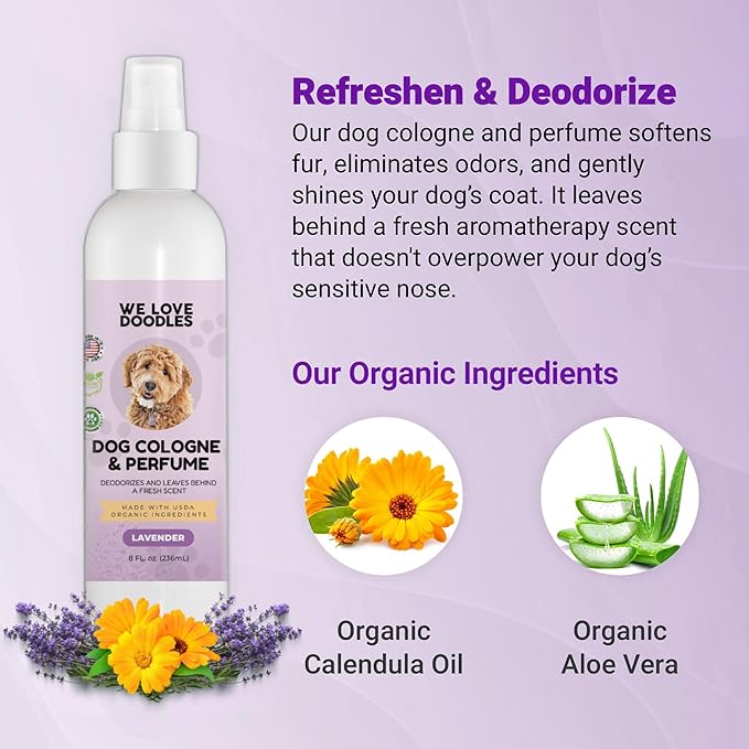 We Love Doodles Dog Ear Serum and Dog Cologne & Perfume Bundle - Ear Drops for Dogs and After Bath Deodorizer Kit - Deodorant for Smelly Dogs - Pet Wash Solution Ear Cleanser - Made in USA