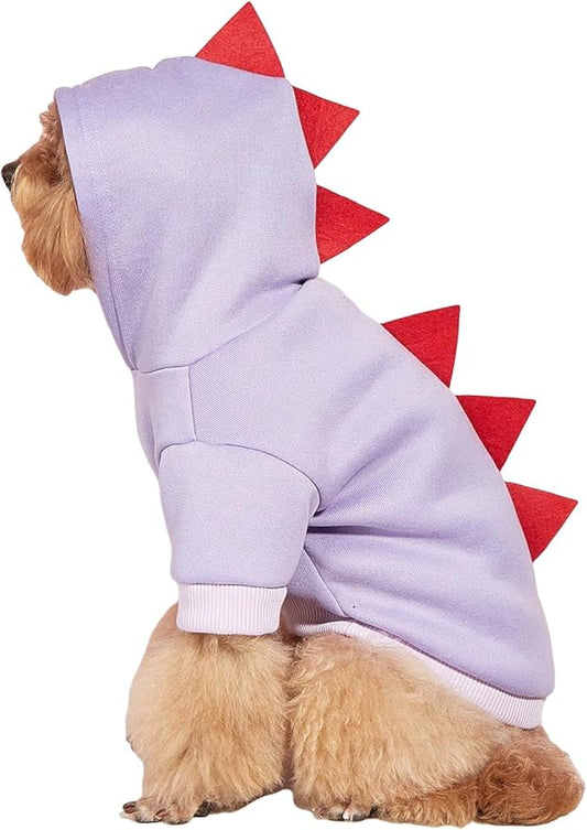 QWINEE Dinosaur Dog Hoodie Dog Warm Jacket Christmas Halloween Dog Costume Dog Clothes for Puppy Kitten Small Medium Dogs Cats Solid Purple XS