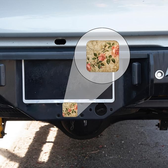 Hitch Cover Fits for 2-Inch Hitch,Vintage Roses and Script On Vintage Paper Background Rubber Trailer Hitch Cover Tube Plug Insert,Car Exterior Accessories, Receiver Tube Hitch Plug