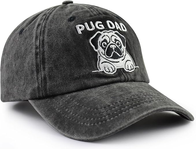 Dog Lover Hat for Men Women, Funny Adjustable Embroidered Cotton Pug Mom and Dad Baseball Cap
