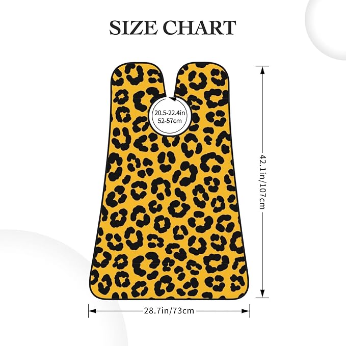 Adjustable Beard Catcher Apron, Wild Animal Cheetah Leopard Print Yellow Shave Bib, Non-Stick Waterproof Grooming Bib, Shaving Essential for Men Dad Christmas