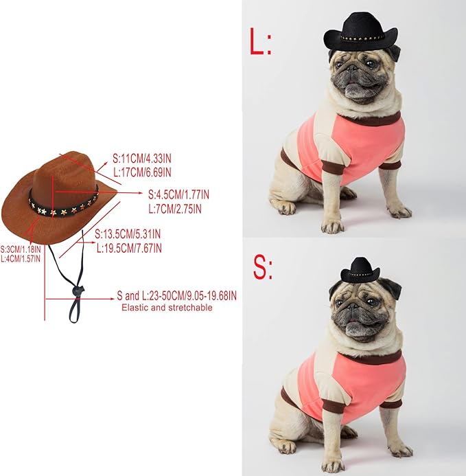 Dog Cowboy Hat Cat Cowboy Hat Pet Cowboy Costume Mini Cowboy Hat for Dogs Cat Holiday Halloween Pet Party Decoration (Brown, Large)