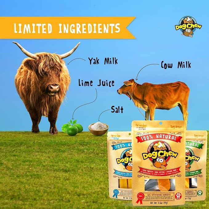 Tibetan Dog Chew Yak Cheese Sticks (1 Large Chew) - Natural, Handmade Large Dog Treats, Long-Lasting, Easy Digest, Ideal for Aggressive Chewers, Supports Oral Health, Grain and Gluten Free