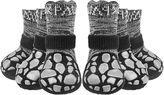 EXPAWLORER Anti Slip Dog Socks to Prevent Licking Paws,Winter Dog Boots & Paw Protectors,Dog Booties for Hardwood Floors with Grippers,Dog Shoes for Hot/Cold Pavement Small Medium Large Senior Dog