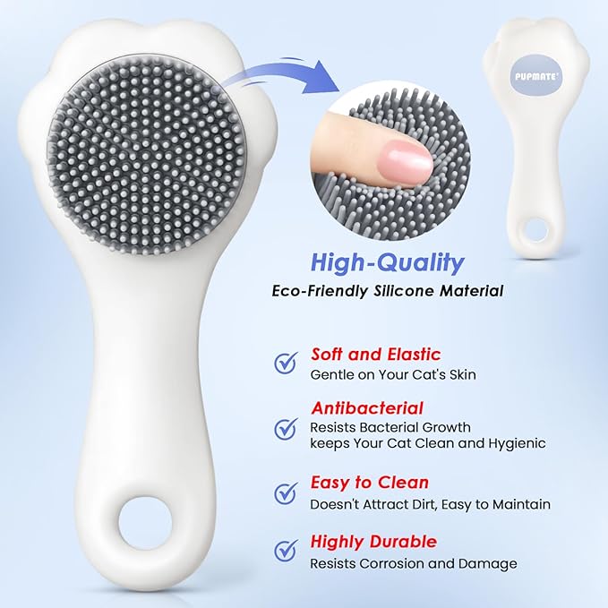 Waterless Cat Shampoo with Cat Brush - No Rinse Foam Dry Shampoo | Deep Cleansing Relieves Itchy Skin & Shedding | Gentle, pH-Balanced for Kittens Sensitive Skin | Specifically for Cat Bath | 7 oz*2