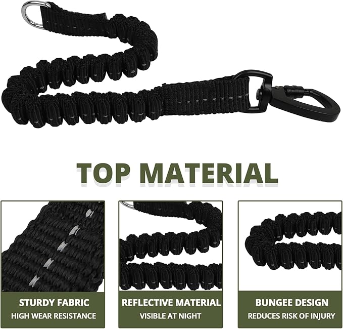 jenico Rope Dog Leash 6FT: Heavy Duty Nylon Leashes with Swivel Lockable Hook Reflective Threads Bungee and Padded Handle - Dog Lead for Large Small Medium Dogs Outside Walking Hiking