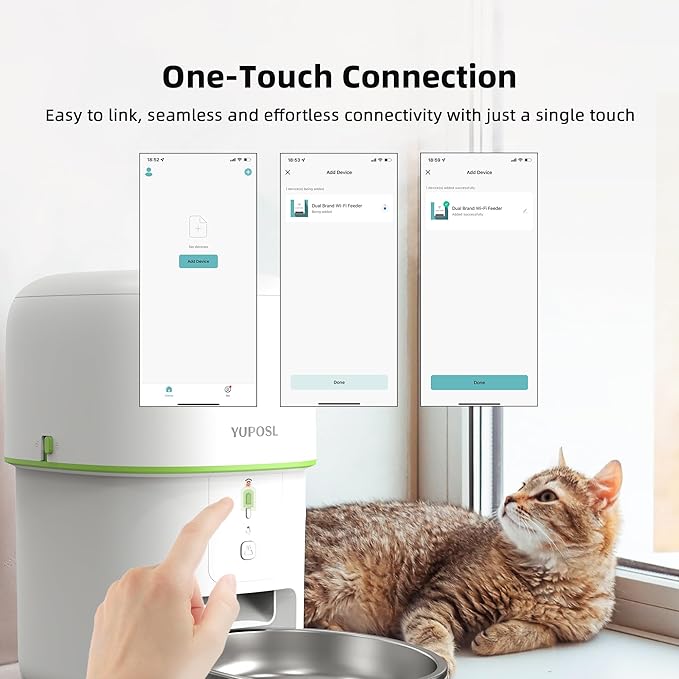 5G WiFi Automatic Cat Feeders Easy to Use - 8cup/68oz Cat Food Dispenser, Automatic Timed Cat Feeder with Dual-Band WiFi APP Control for Remote Feeding, Easy to Clean Also for Dogs