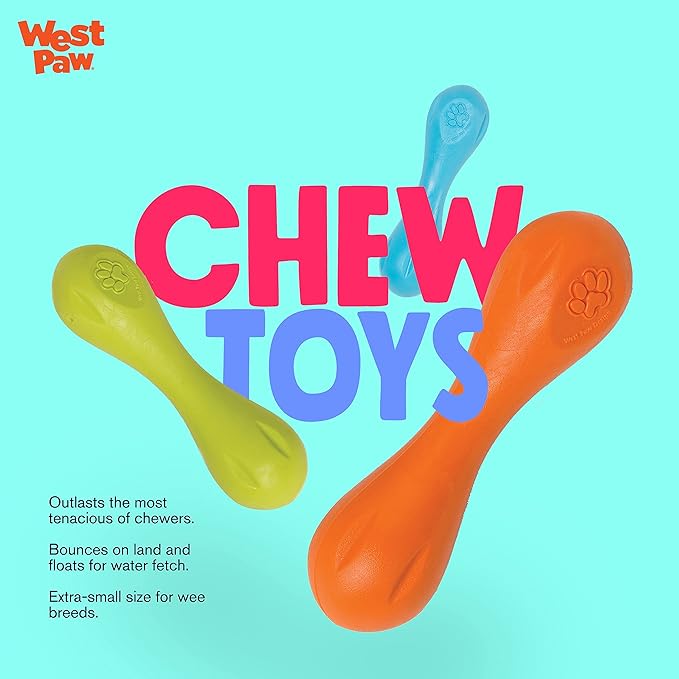 WEST PAW Zogoflex Hurley Dog Bone Chew Toy – Floatable Pet Toys for Aggressive Chewers, Catch, Fetch – Bright-Colored Bones for Dogs – Recyclable, Dishwasher-Safe, Non-Toxic, Small, Granny Smith