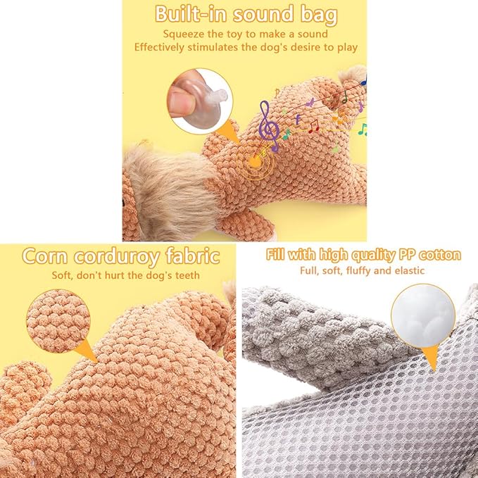 Dog Plush Toy Soft Chew Toy for Dog Cute Durable Dog Toy Stuffed Animal Dog Plush Toy Puppy Pet Mutt Toy Plush Dog Chew Toy Suitable for Large, Medium and Small Dogs Orange Lion