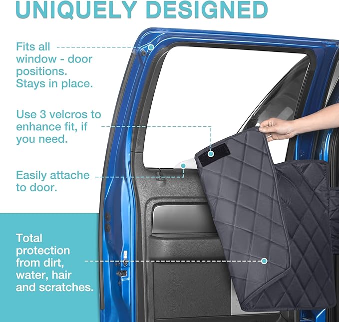 Truck Hard Bottom Car Seat Cover for Dogs | Mesh Window & 2 Safety Belts | 100% Waterproof Sturdy Back Seat Extender with Door Protectors |Non-Slip,Scratchproof Pet Car Rear Seat Protector Fit Pickup