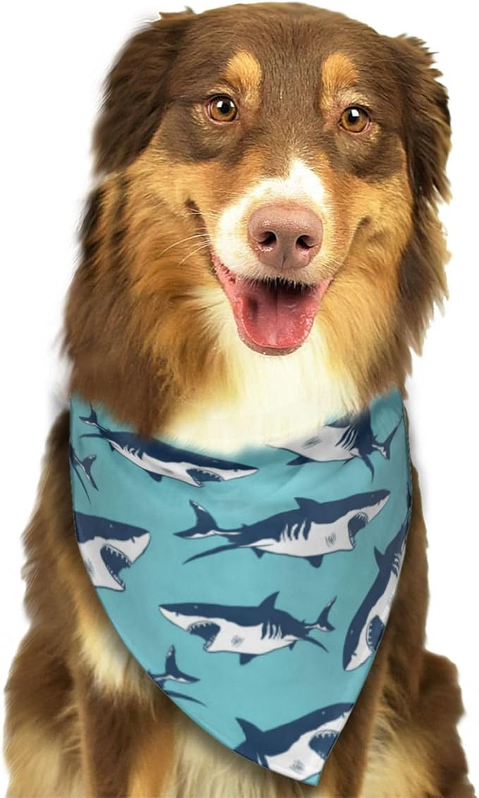 Ocean Shark Dog Bandana Scarf Triangle Bibs Pet Accessories Cat Kerchief