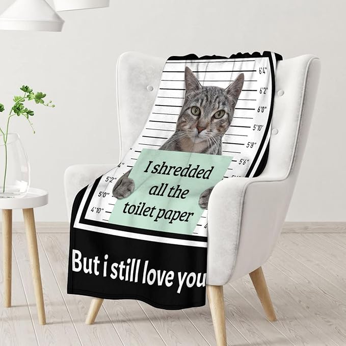 Cat Blanket Gifts - 40"x50" Cute Throw Blanket for Adults Kids - Black Soft Plush Throws for Bed, Couch & Travel