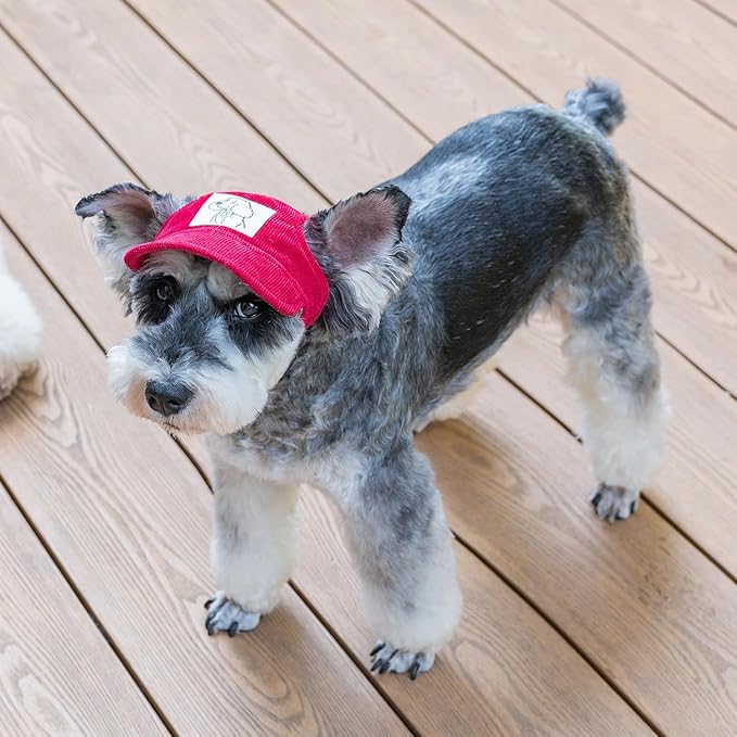 Pet Dog Baseball Cap, Cat Hat, Cat Dog Sun Cap with Ear Holes, Adjustable Puppy Outdoor Sun Hat (Red, X-Small)