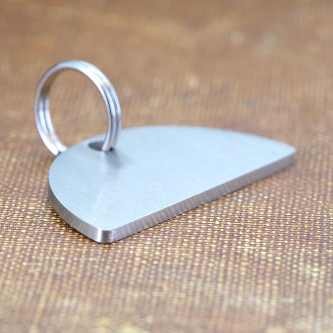 Ultra Joys Personalized Cat Collar Name Tag Small Pet ID Tags for Cats - Customized Mini Cute Dog Cat ID Tag - Bothside Engravable Lightweight Durable Stainless Steel - Semi Circle Tag in Silver