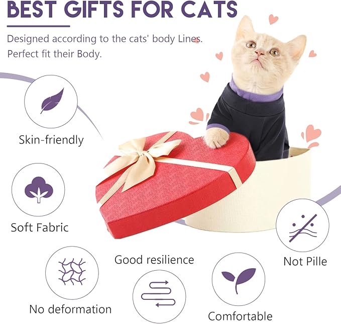 Sticky Cat Clothes Stretchy, Sphynx Hairless Sweater & Pajamas for Cats only, Soft Cat Onesie for Cats After Surgery Female Male & Hair Loss Prevention, Black M