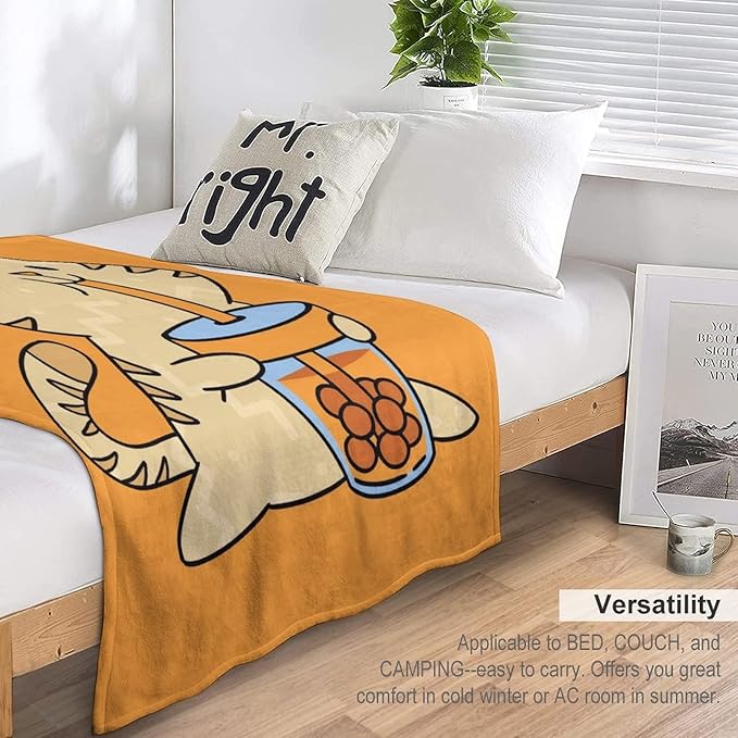 Cat Blanket Gifts - 30"x40" Cute Throw Blanket for Adults Kids - Orange Soft Plush Throws for Bed, Couch & Travel