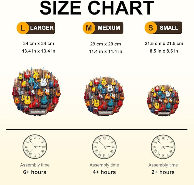 KAAYEE Wooden Puzzles for Adults, Guitar Wall Jigsaw Puzzles, 265 Piece Unique Shape Puzzle, Creative Gifts for Adults/Friends/Family, Family Game，Wall Decor(13.4 * 13.4in)
