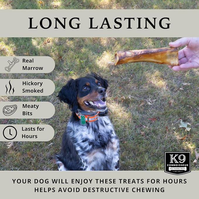 K9 Connoisseur Beef Marrow Large Dog Bones Long Lasting for Aggressive Chewers - USA Made Single Ingredient Champ Bones for Large Dogs Over 50 Pounds - 3 Pack