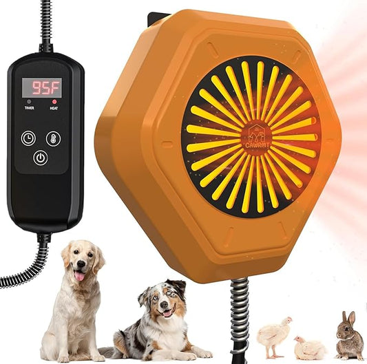 800W Dog House Heater, Pet House Heater with Over Heat Protection, Safe Dog Heaters for Outside Outdoor Dog Houses with Adjustable Digital Heating&9.8FT Anti Chew Cord