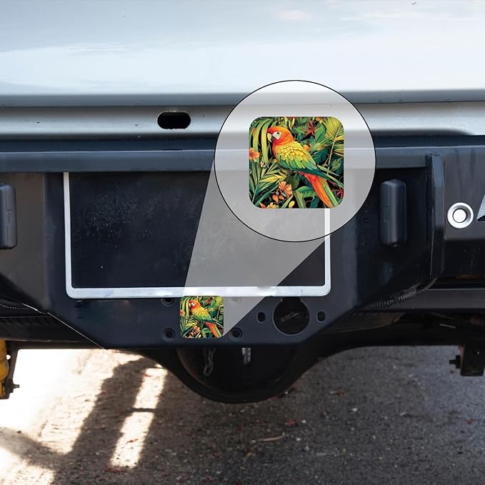 Hitch Cover Fits for 2-Inch Hitch,Illustration of A Tropical Parrot in Foliage Rubber Trailer Hitch Cover Tube Plug Insert,Car Exterior Accessories, Receiver Tube Hitch Plug
