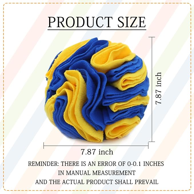 WishLotus Dog Snuffle Ball - Interactive Puzzle Toys for Dogs, Enrichment Feeding Mat Slow Feeder Stress Relief (Yellow+Blue)