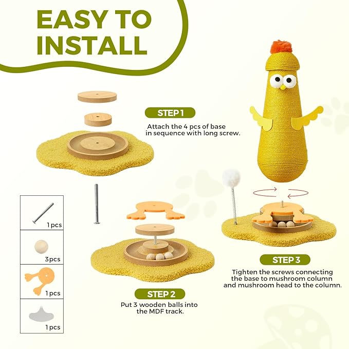 Cat Scratching Post for Indoor Cats,Cat Toys Scratcher Sisal Scratch Posts for Kittens with Interactive Track Ball Spring Ball Toy