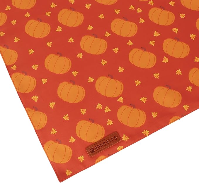 ADOGGYGO Thanksgiving Dog Bandanas 2 Pack, Reversible Pumpkin Turkey Pet Scarf, Premium Fabric, Adjustable Fit Orange Thanksgiving Bandanas for Extra Large Dogs (X-Large)