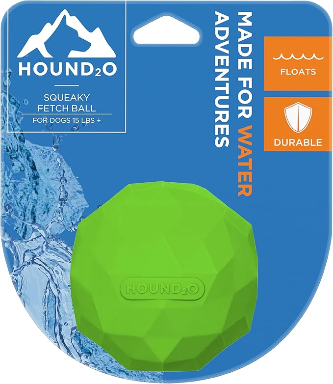 Playology Hound2O Dog Toys | Squeaky Fetch Ball for Dogs | Green Floating Outdoor Toy - Easy to Clean and Made from Non Toxic Materials