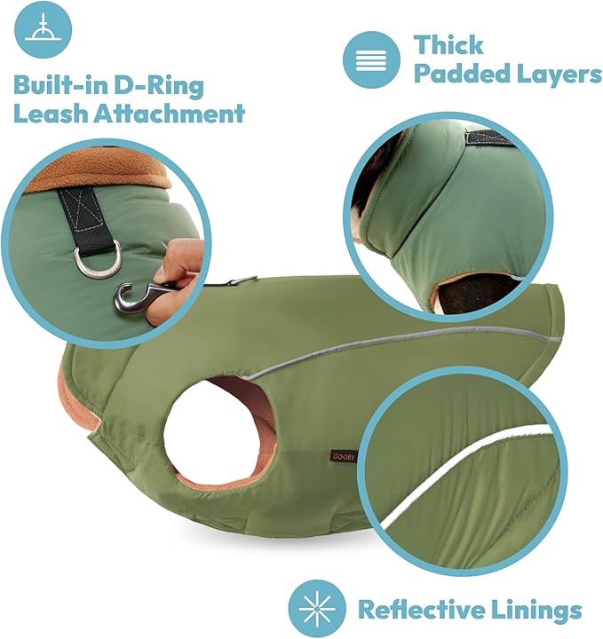 Gooby Sports Vest Dog Jacket - Red, X-Small - Reflective Dog Vest with D Ring Leash Warm Fleece Lined Hook and Loop Closure for Small to Medium Dogs