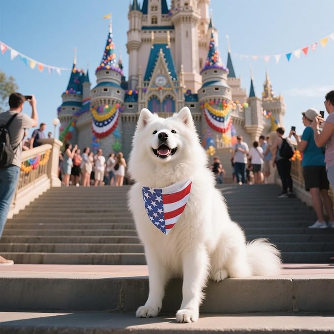 American Flag Dog Bandanas 2PCS-XLarge,4th of July Pet Scarf,Triangle Dual-Layer Design Patriotic Costume for Memorial Day & Independence Day,Red White & Blue Outfit for Boys and Girls Dogs