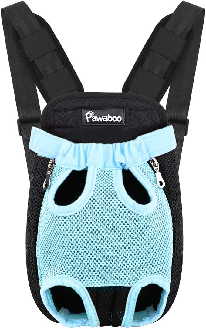 Pawaboo Pet Carrier Backpack, Adjustable Pet Front Cat Dog Carrier Backpack Travel Bag, Legs Out, Easy-Fit for Traveling Hiking Camping for Small Medium Dogs Cats Puppies, XL, Blue