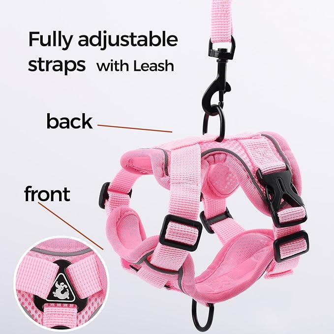 Cat Harness and Leash Set Escape Proof Tactical Extra Large Kitten Harness Emotional Support Cat Vest, Pink, XL
