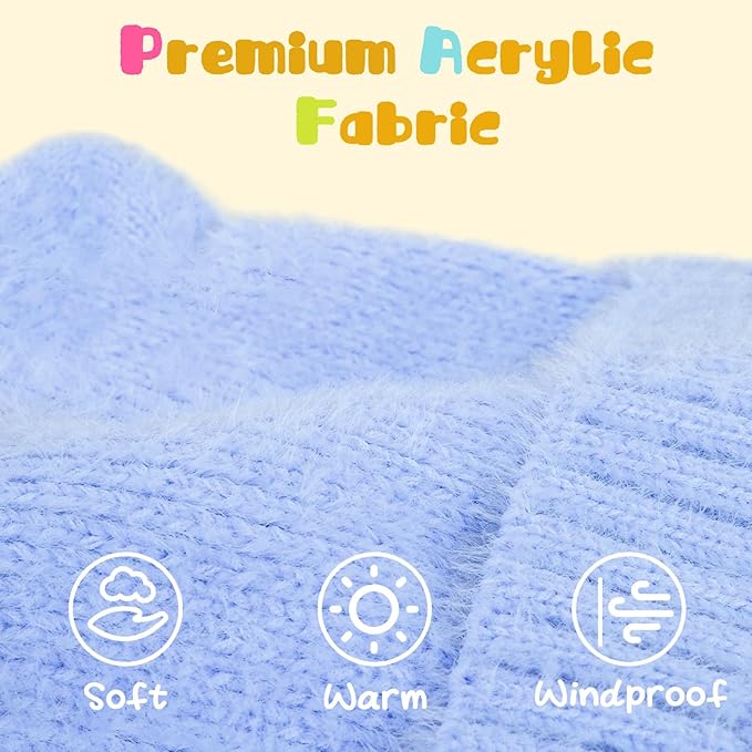 ZOORON Kids Winter Hat for Boys Girls, Cat Beanie Children Knit Skull Cap with Warm Ear Flap, Teen Beanie Hat Age 5-15 Years