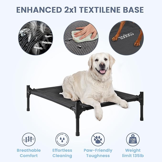 Outdoor Dog House – Weatherproof Elevated Pet Shelter, Breathable Mesh & Steel Frame, Easy to Assemble & Clean, Large Dog Houses for All Seasons (Green, Large)