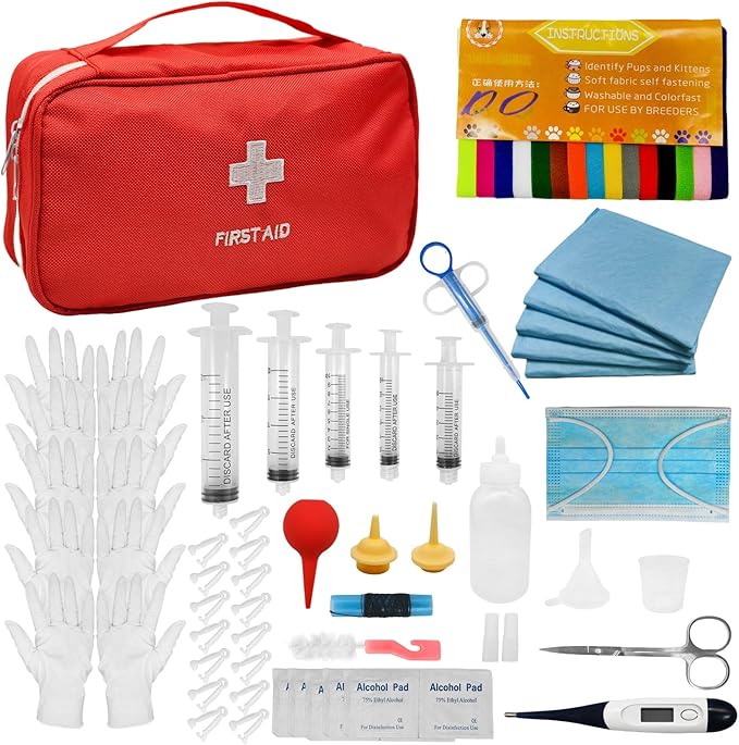 Whelping Kit for Puppies Birth - Reusable Birthing with 70Piece,Birthing Essentials with Emergency Whelping Supplies,Kitten Bottle Feeding kit for New Born Puppy Supplies and Kitten