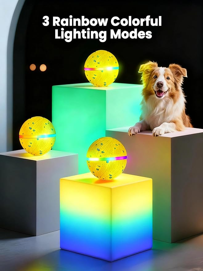 Smart Interactive Dog Balls, Automatic Moving Ball for Medium and Large Dogs, E-TPU New Material, Motion Activated Rolling & Rotating Bouncy Toy for Dog Enrichment & Stimulation