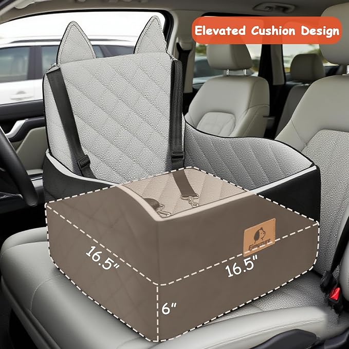 Dog Car Seat up to 35lbs – 6'' Elevated Dog Booster Seat & Travel Bed, Machine Washable, No Installation, 2 Safety Leashes, Storage Pockets, Fits Front & Back Seats