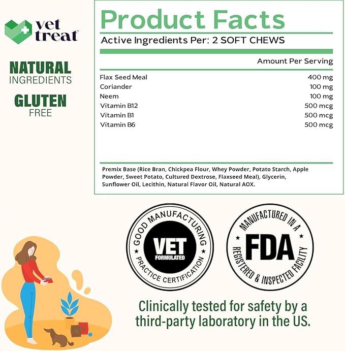 Flea and Tick Prevention for Dogs Chewables -Made in USA- Natural Dog Flea and Tick Treatment - Oral Flea Pills - Vet Recommended Flea and Tick Chews - All Breeds & Sizes - 120 Soft Treats