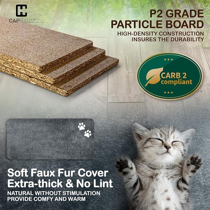 CAPHAUS Cat Tower for Indoor w/Cat Wand Toy, Modern Cute 74-Inch Cat Tree w/Widened Perch for Large Cats Kittens, Multi-Level Cat Activity Tree w/Scratching Posts, Tunnel, Basket, Cat Cave Condo