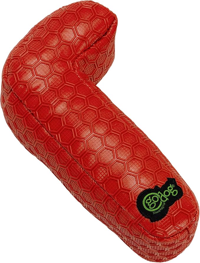 goDog Holiday Collection Mixed Materials TPE-Plush Candy Cane Squeaky Dog Toy, Chew Guard Technology - Red/White, One Size