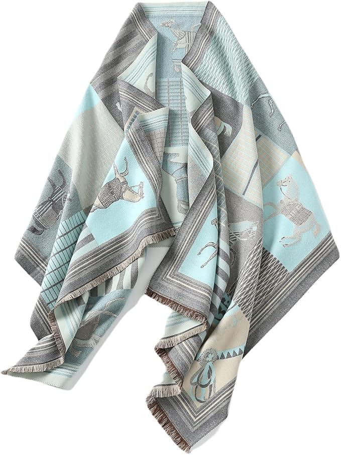 Jeelow Womens Pashmina Shawl Wrap Scarf - Elegant Dressy Evening Poncho Cape for Formal and Wedding Outfits