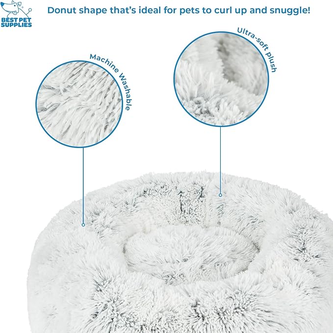 Best Pet Supplies Dog House Bed Crate Mat Tent Indoor Round Soft Plush for Small, Medium, and Large Breeds - Light Warm Gray, 27 x 27 x 7.5