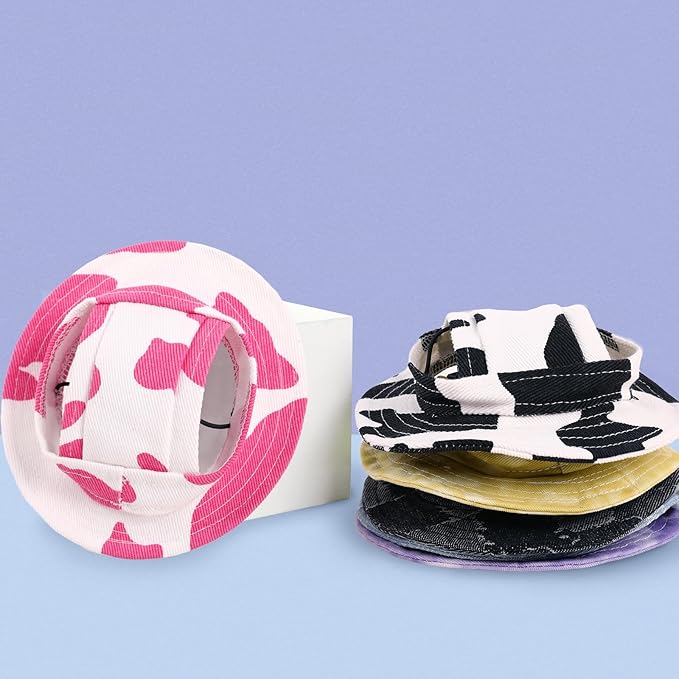 QBLEEV Cat Hats for Cats Only, Sphynx Hat with Ear Hole, Hairless Cat Cowboy Hats for Birthday Party Halloween, Kitten Headwear Sun Sombrero Caps, Chihuahua Sunscreen Baseball Outdoor Climbing Cap