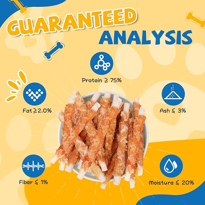 Gazeupon Chicken Wrapped Rawhide Dog Treats,Healthy Training Sticks, Teeth Cleaning Dog Chews w/Glucosamine Chondroitin
