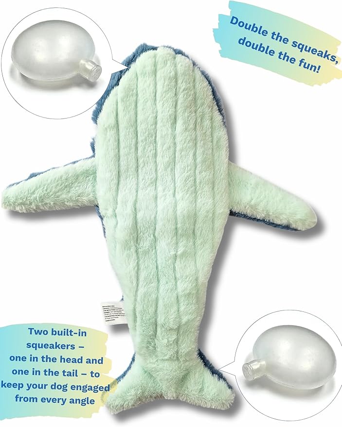 Crinkle Dog Toy – No stuffing Squeaky Dog Toy for Small, Medium & Large Breeds, Interactive Tough toy set - Ideal for Chewing, Teething & Fetch, Durable Pet-Safe Materials - Soft Blue Plush, Large