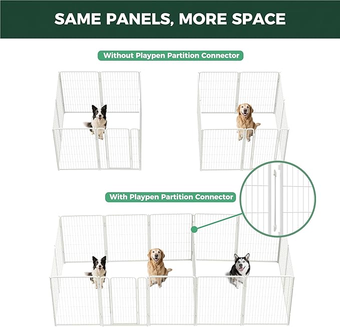 FXW Homeplus Unleashed Indoor Dog Playpen - Stress-Free and Safe Play, Heavy Duty 40 Inch 16 Panels Dog Pen with Connectors (Pack of 2) for Medium and Large Dogs, White│Patented