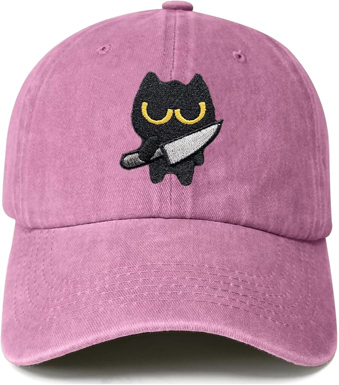 Black Cat Hat,Ragdoll Cat Embroidered Adjustable Cotton Baseball Cap for Men Women,Gifts for Cat Lovers