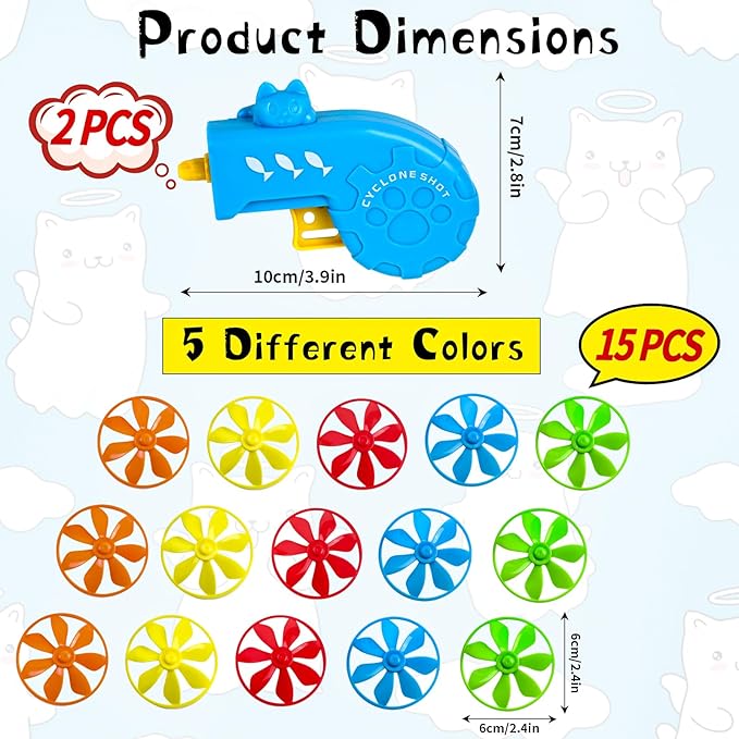 KIMOBER 17Pcs Cat Fetch Toy, Kitten Interactive Tracking Toys with 15Pcs Colorful Flying Propellers for Pets Cat Hunting Chasing Training Exercise