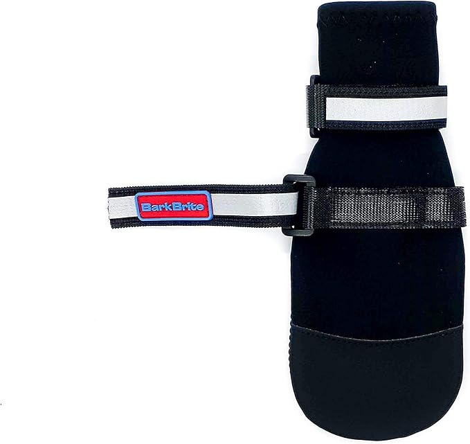 All Weather Neoprene Paw Protector Dog Boots with Reflective Straps in 5 Sizes! (Black Large)