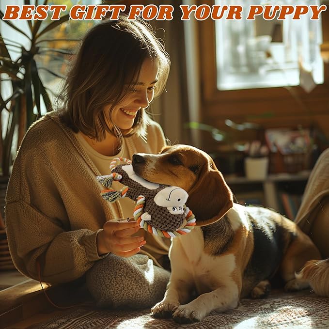 Squeaky Durable Dog Toys, Large Breed Dog chew Toys, Interactive Toys, Stuffed Plush Puppy Toy with Crinkle Paper for Small, Middle, and Big Dogs, Monkey Dog Toy,Orangutan Shape